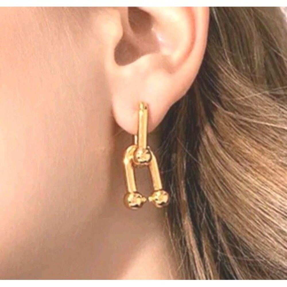 NEW Love Aero London Link Earrings Waterproof Tarnish Free Gold Plated